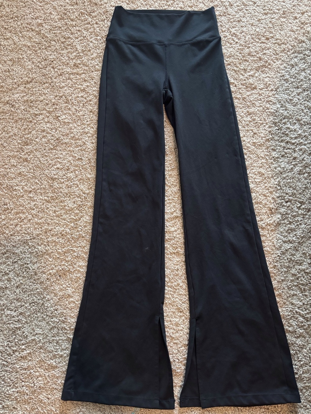 Balance Collection Black Slit-Hem Flared Yoga Pants